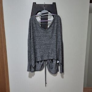 Ardene Charcoal Gray Knit Sweater with Drawstring Hem